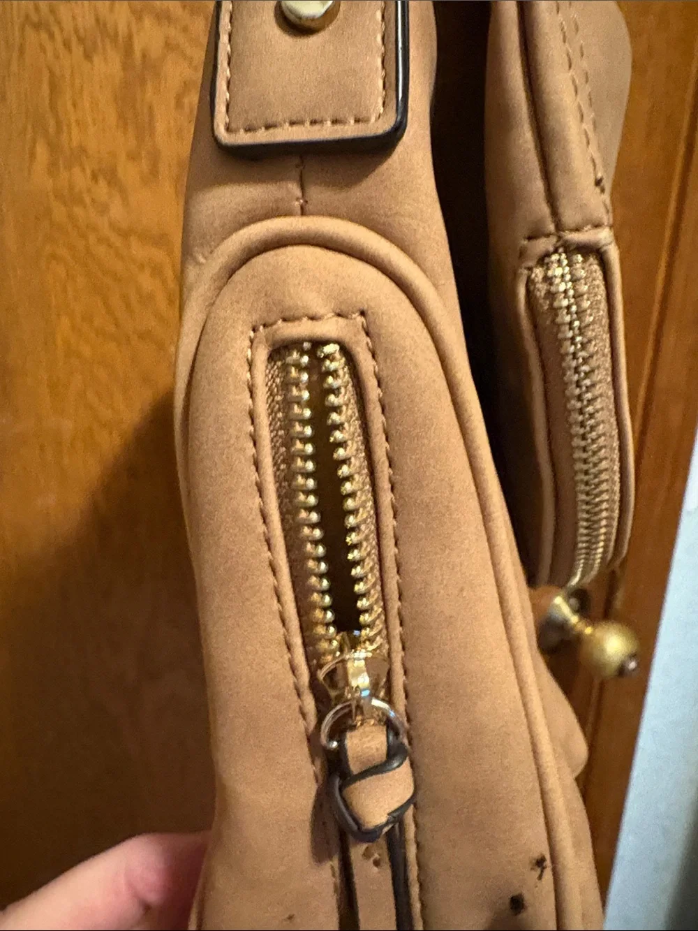 Beige/Tan Crossbody Bag with Flap faux leather